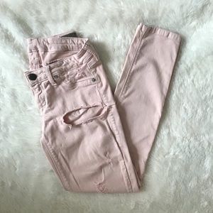 ⚡️Blush Pink Distressed Skinny Jean Saks Fifth Ave